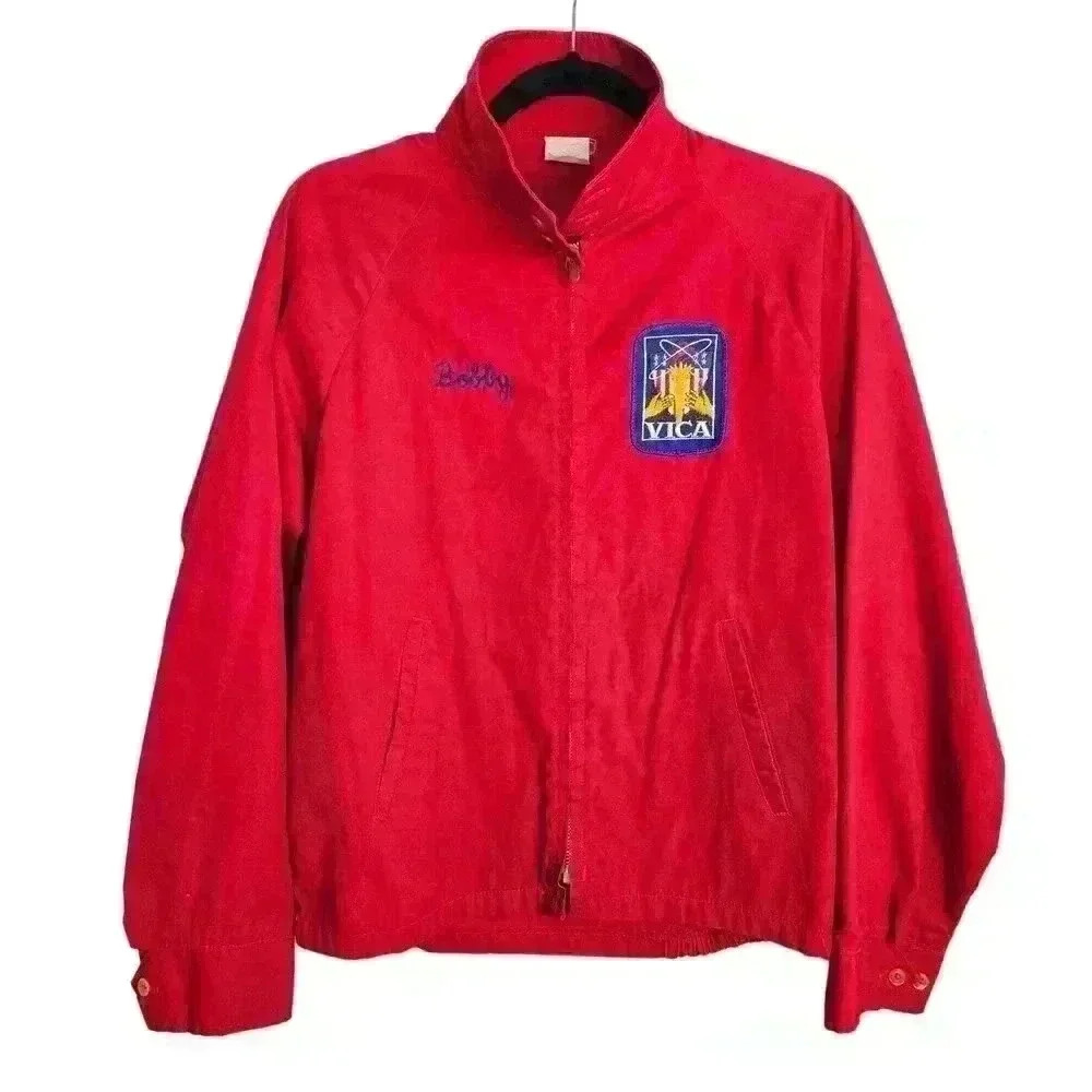 Vintage VICA red jacket with embroidered name